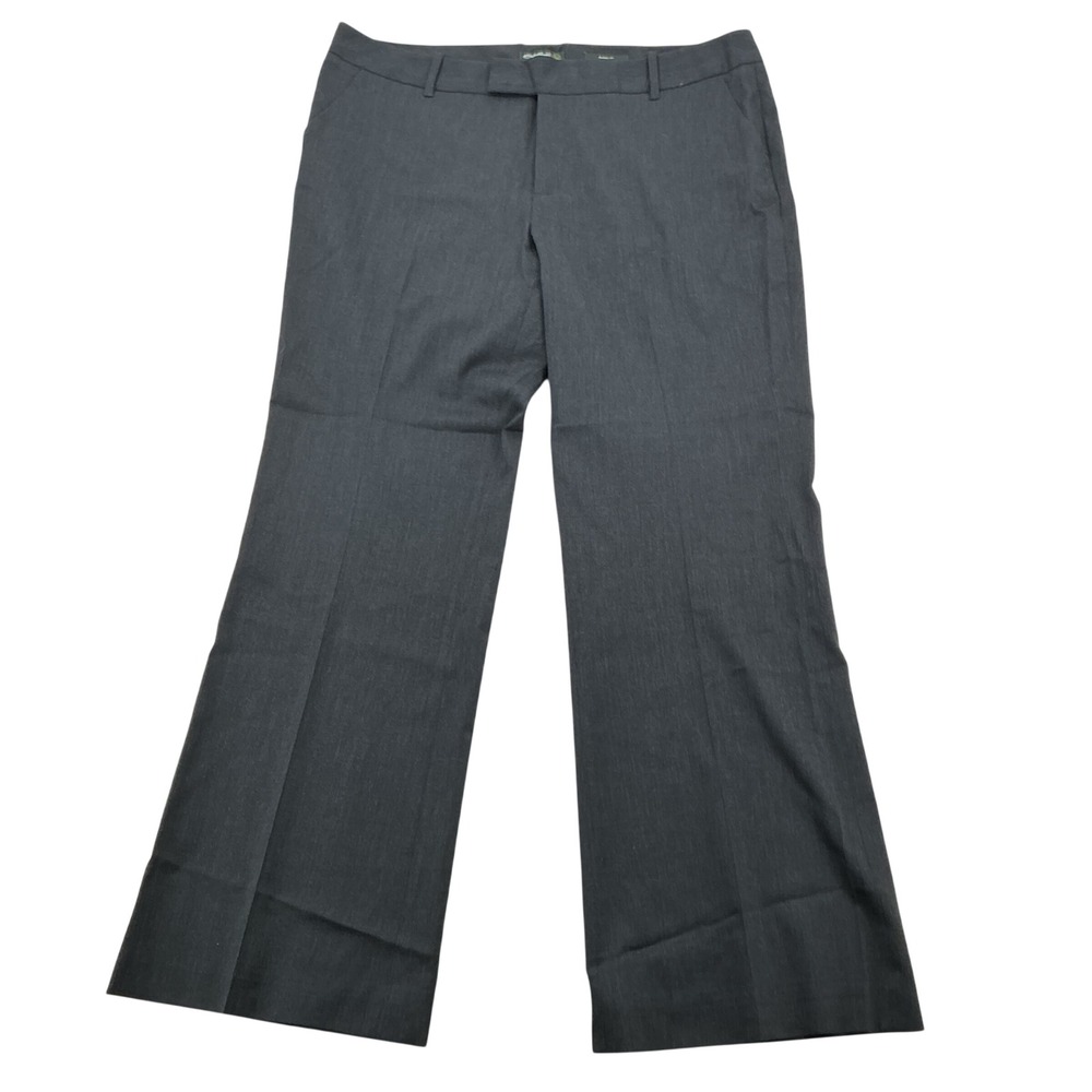 Eddie Bauer Dress Pants Womens 16 Gray Wool Blakely Fit Wide Leg Professional